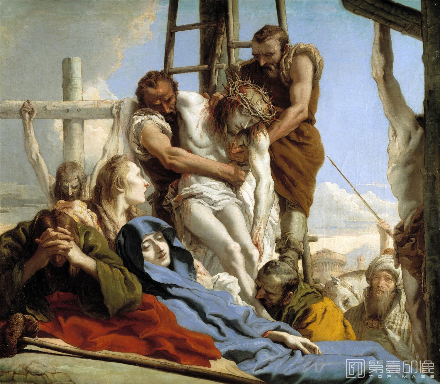 油画-西班牙普拉多美术馆油画藏画-Tiepolo, Giandomenico-El Descendimiento-124cm x 142cm-2716